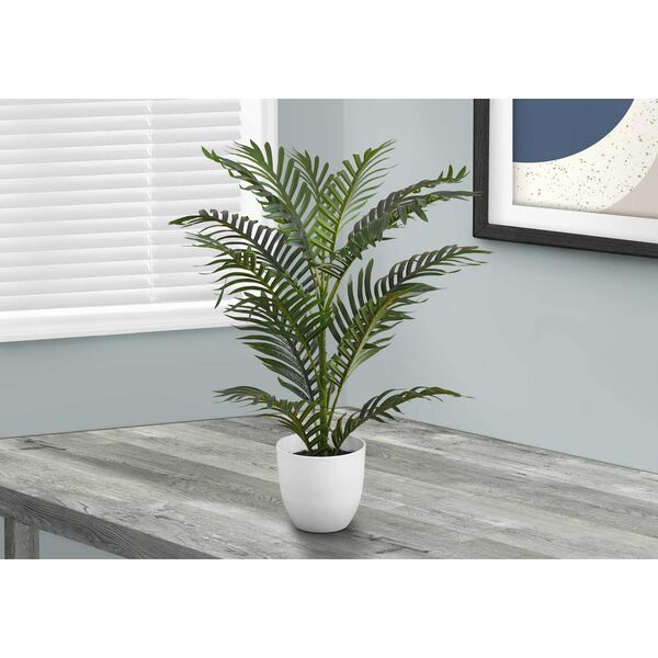White Green 28-Inch Palm Tree Indoor Floor Potted Decorative Artificial Plant, image 2